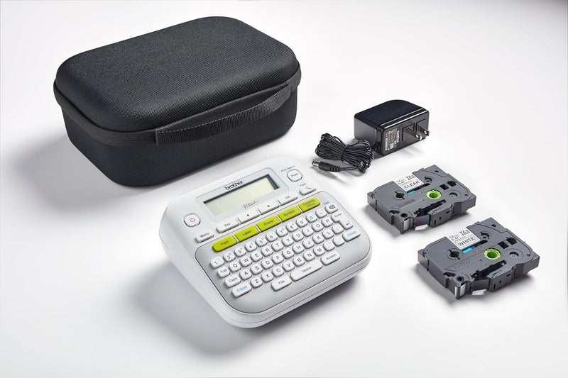 brother PT-D210SV Label Maker Bonus Bundle Comes with a Protective Carrying case, an Adapter, and Two Sample Genuine TZe Label Tapes for Added Value. - Image 1